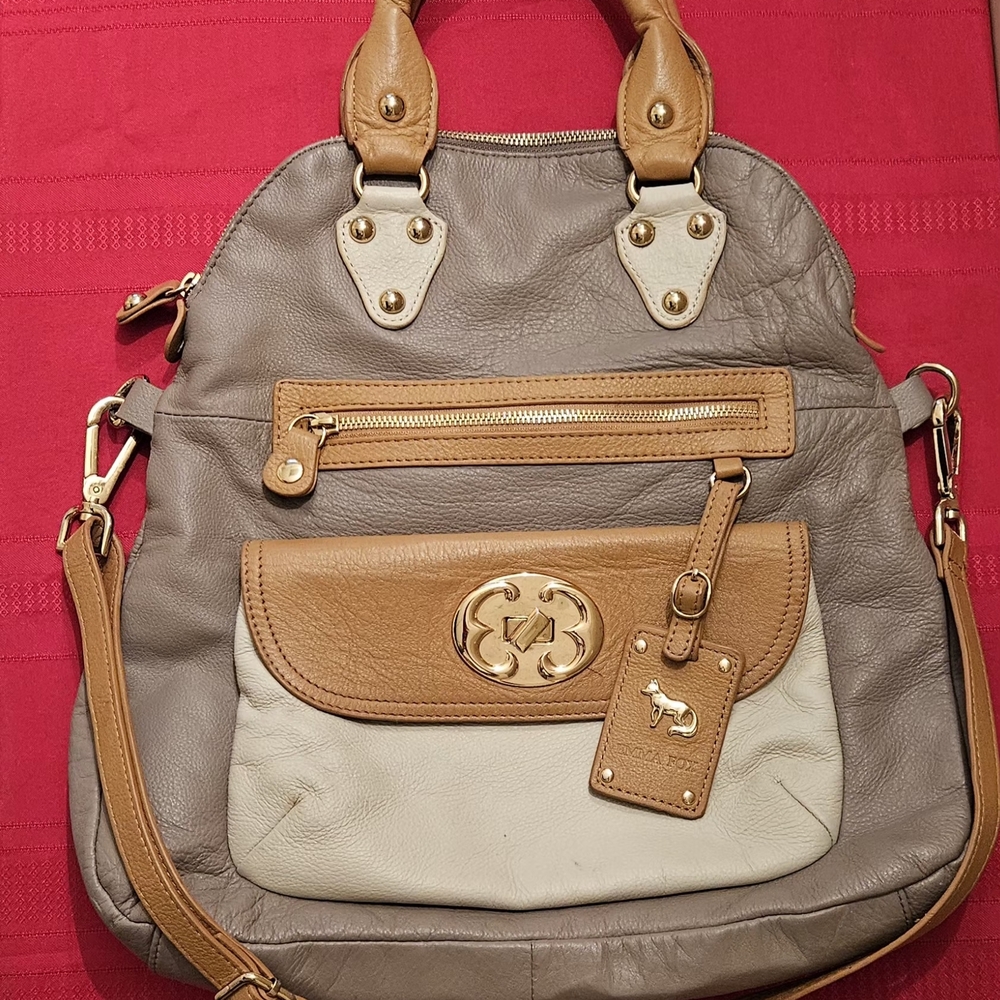 Emma Fox Gray and Tan Crossbody Satchel